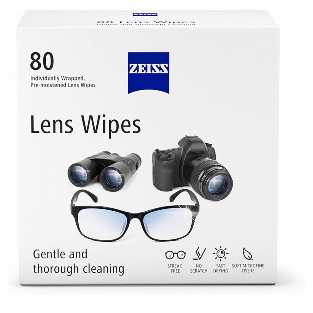 ZEISS Pre-Moistened Lens Cleaning Wipes, 80 Count